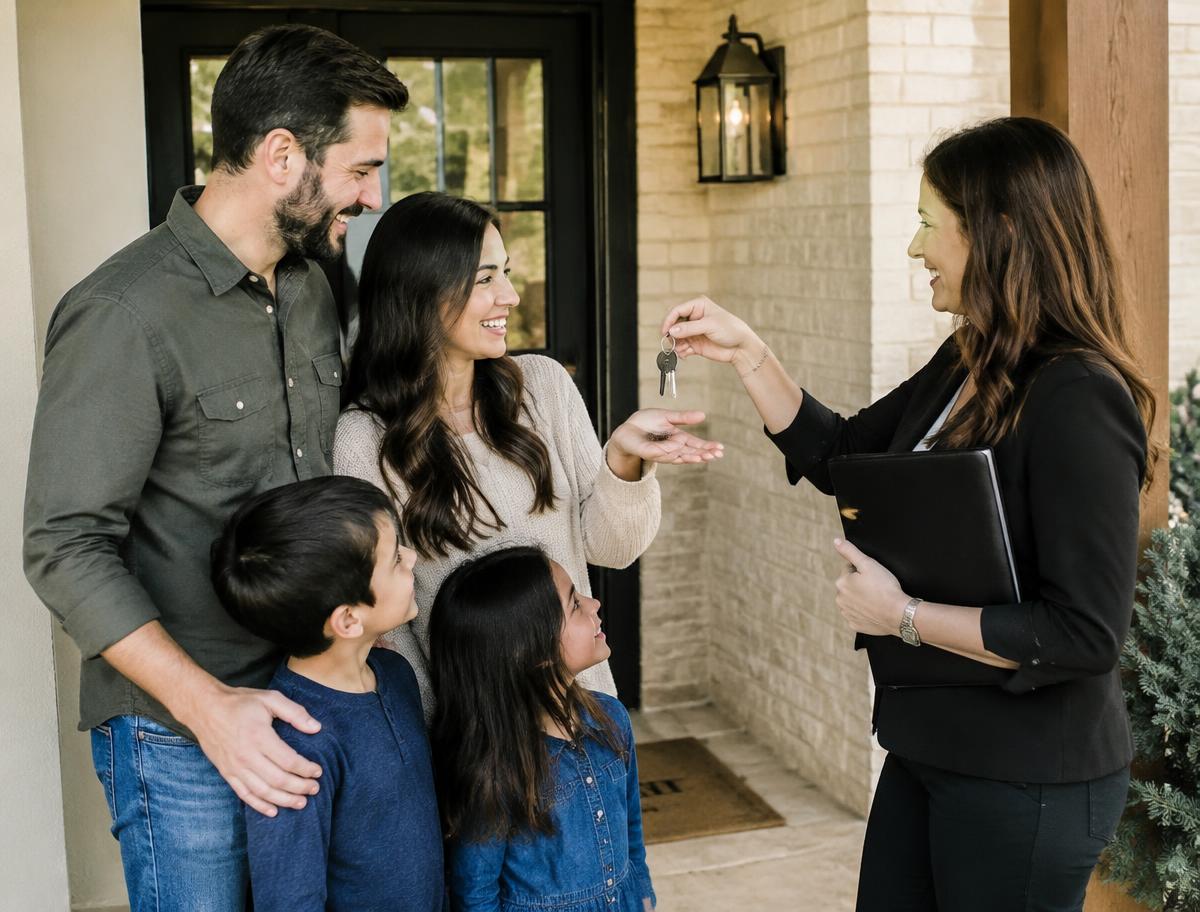 Family receiving the keys to their new home